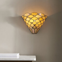 Luminosa Lighting Luminosa Pearl 1 Light Indoor Wall Uplighter Dark Bronze With Tiffany Glass, E14 - thumbnail 2