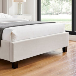 Save On Goods UK 5Ft King Size Natural Tall Winged,fabric Velvet Velour Upholstered Bed Frame, - thumbnail 4