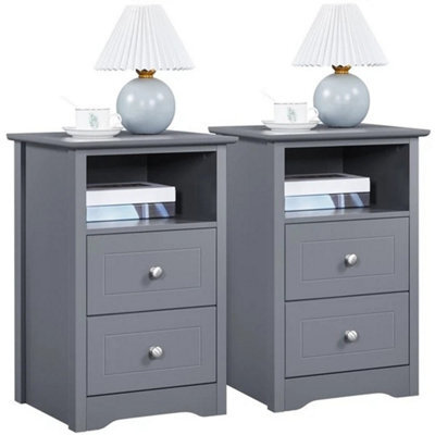 Nightstands Side Table End Tables With 2 Drawers And 1 Cubby 2Pcs Side Tables - image 1