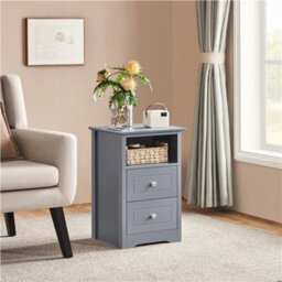 Nightstands Side Table End Tables With 2 Drawers And 1 Cubby 2Pcs Side Tables - thumbnail 5