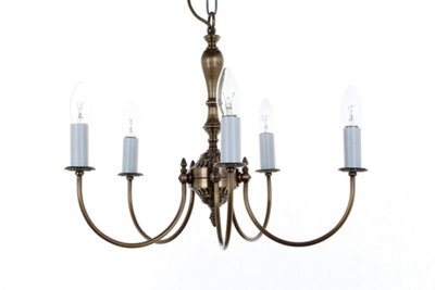 Luminosa Lighting Luminosa Solar Antique Brass 5 Arm Chandelier