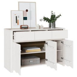 "Berkfield Sideboard ""drammen"" White 114X43X75,5 Cm Solid Wood Pine" - thumbnail 3