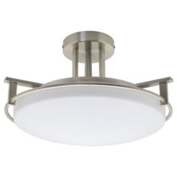 Long Life Lamps Company Industrial Brush Chrome Round Ceiling Light Semi Flush Mount Opal H3092 - thumbnail 1