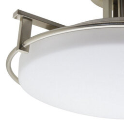 Long Life Lamps Company Industrial Brush Chrome Round Ceiling Light Semi Flush Mount Opal H3092 - thumbnail 5