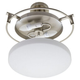 Long Life Lamps Company Industrial Brush Chrome Round Ceiling Light Semi Flush Mount Opal H3092 - thumbnail 4