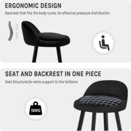 Black 2X Tall Bar Stool, Bar Chair With Backrest, Kitchen Stool, Breakfast Stool - thumbnail 3