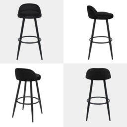 Black 2X Tall Bar Stool, Bar Chair With Backrest, Kitchen Stool, Breakfast Stool - thumbnail 2