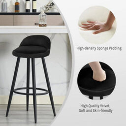 Black 2X Tall Bar Stool, Bar Chair With Backrest, Kitchen Stool, Breakfast Stool - thumbnail 5
