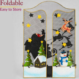 Christow Christmas Fireguard Decoration Xmas Fireplace Screen Fire Guard 3 Panel Folding 61Cm Sleigh - thumbnail 4