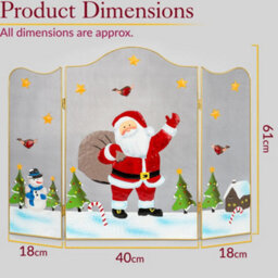 Christow Christmas Fireguard Decoration Xmas Fireplace Screen Fire Guard 3 Panel Folding 61Cm Sleigh - thumbnail 5