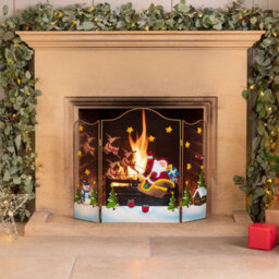 Christow Christmas Fireguard Decoration Xmas Fireplace Screen Fire Guard 3 Panel Folding 61Cm Sleigh - thumbnail 6