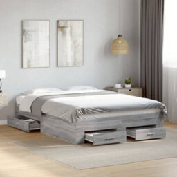 Berkfield Bed Frame With Drawers Without Mattress Grey Sonoma 135X190 Cm Double - thumbnail 1