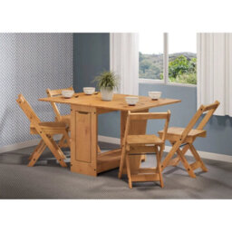 Butterfly Drop Leaf Solid Pine Dining Table & 4 Chairs Rustic Mexican Folding Set
