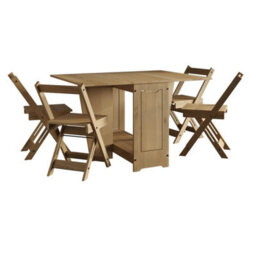 Butterfly Drop Leaf Solid Pine Dining Table & 4 Chairs Rustic Mexican Folding Set - thumbnail 2