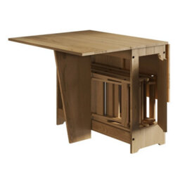 Butterfly Drop Leaf Solid Pine Dining Table & 4 Chairs Rustic Mexican Folding Set - thumbnail 4