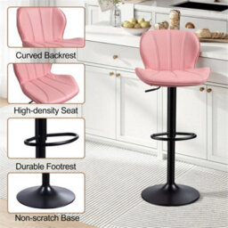 Pink 2 X Bar Stools Swivel Gas Lift Barstool For Kitchen Counter Seating Cafe Chair - thumbnail 5