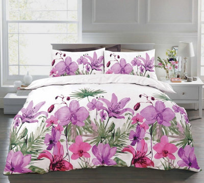 Kampala Hill Nightzone Lily Lilac Duvet Cover Set Double Bedding Set With Pillowcases - image 1