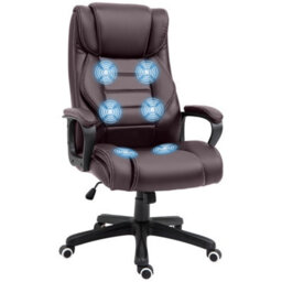 Vinsetto High Back 6 Points Vibration Massage Executive Office Chair, Brown - thumbnail 2