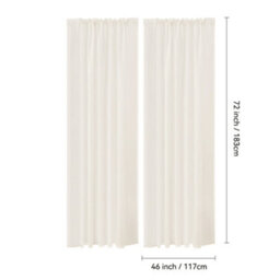 Thehotsale Living Room Solid Colour Sheer Polyester Curtains Pair In Ivory White - thumbnail 9