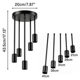 Emitto Ceiling Lights 5 Lights Flush Fitting Pendant Lamp E27 Base Black - thumbnail 4