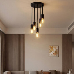 Emitto Ceiling Lights 5 Lights Flush Fitting Pendant Lamp E27 Base Black - thumbnail 1
