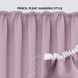 "Deconovo Energy Saving Curtains Pencil Pleat Curtains Solid Blackout Curtains For Living Room W55""x L87"" Baby Pink One Pair" - thumbnail 4