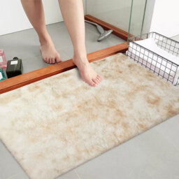 Ameha Tie Dye Cream Shaggy Rug Small 50X80Cm Non-Slip Door Mat Soft Thick Pile Door & Bedside Rugs - thumbnail 1