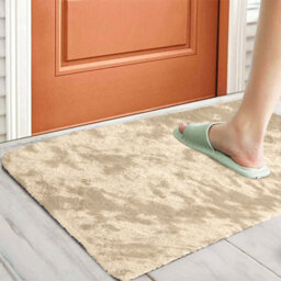 Ameha Tie Dye Cream Shaggy Rug Small 50X80Cm Non-Slip Door Mat Soft Thick Pile Door & Bedside Rugs - thumbnail 3