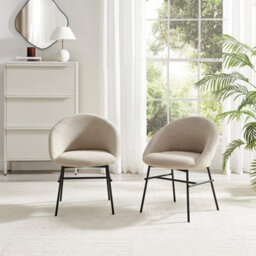 Furniturebox Uk 2X Nella Beige Fabric Dining Chairs - thumbnail 2