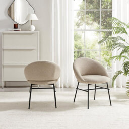 Furniturebox Uk 2X Nella Beige Fabric Dining Chairs - thumbnail 3