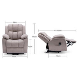 More4Homes Rise Recliner Chair With Single Motor, Remote Control And Pocket Storage In Leather-Look Pumice Technology Fabric - thumbnail 9