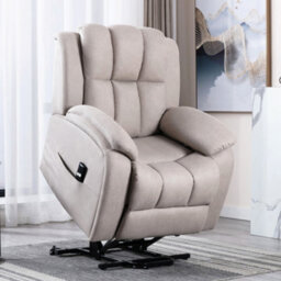More4Homes Rise Recliner Chair With Single Motor, Remote Control And Pocket Storage In Leather-Look Pumice Technology Fabric - thumbnail 1