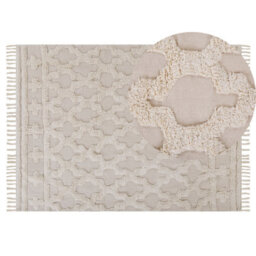 Beliani Rug Suluova Beige 140 X 200 Cm Cotton - thumbnail 1