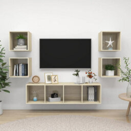 Berkfield 5 Piece Tv Cabinet Set Sonoma Oak Engineered Wood - thumbnail 1