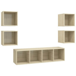 Berkfield 5 Piece Tv Cabinet Set Sonoma Oak Engineered Wood - thumbnail 2