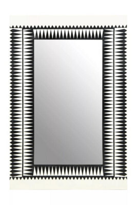 Orsina Issey Wall Mirror, Black, White, Natural, Glass, Wood - image 1