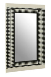 Orsina Issey Wall Mirror, Black, White, Natural, Glass, Wood - thumbnail 2