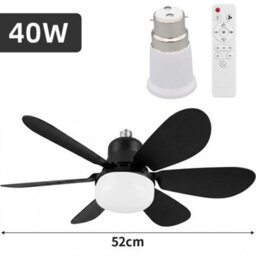 40W Black Led Ceiling Fan With Lights Dimmable E30 Bedroom Living Room Fan Lamp Modern - thumbnail 1
