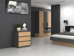 M3 Malwa Chest Of Drawers Anthracite Artisan Oak - thumbnail 2