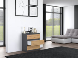 M3 Malwa Chest Of Drawers Anthracite Artisan Oak - thumbnail 5