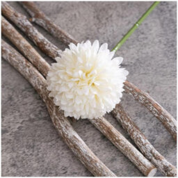 Woodside Home Living Artificial Chrysanthemum Ball Flowers - Ivory Set Of 6 - thumbnail 2