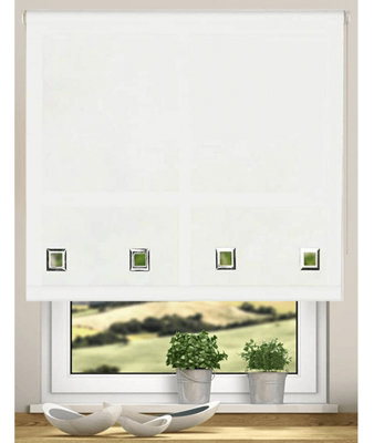Natural Easy Fit Trimmable Square Eyelet Roller Blinds 165Cm Drop 60Cm Wide