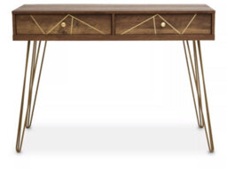 Premier Housewares Interiors By Premier Compact And Versatile Console Table, Ample Storage Metallic Furniture, Timeless Design Hallway Table