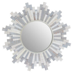 Orsina Sunburst Grey And White Wooden Wall Mirror - thumbnail 1