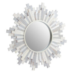 Orsina Sunburst Grey And White Wooden Wall Mirror - thumbnail 2