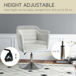 Homcom Stylish Retro Linen Swivel Tub Chair Steel Frame Cushion Seat White - thumbnail 4