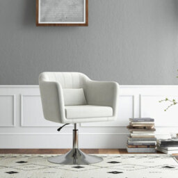 Homcom Stylish Retro Linen Swivel Tub Chair Steel Frame Cushion Seat White