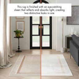 Ivory Cream Bordered-Plain Polyester Modern Soft  Bedroom, Livingroom Rug - 119Cm X 180Cm - thumbnail 3