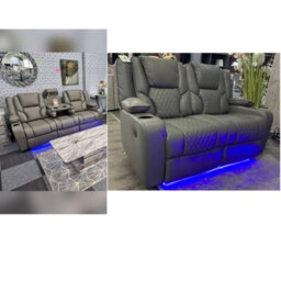 Orlando Electric Leather 3+2 Seater Sofa Set Suite Grey