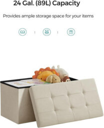 Songmics Compact Storage Ottoman, Foldable Foot Rest, Perfect For Entryway, Living Room, Bedroom, Cream White - thumbnail 4